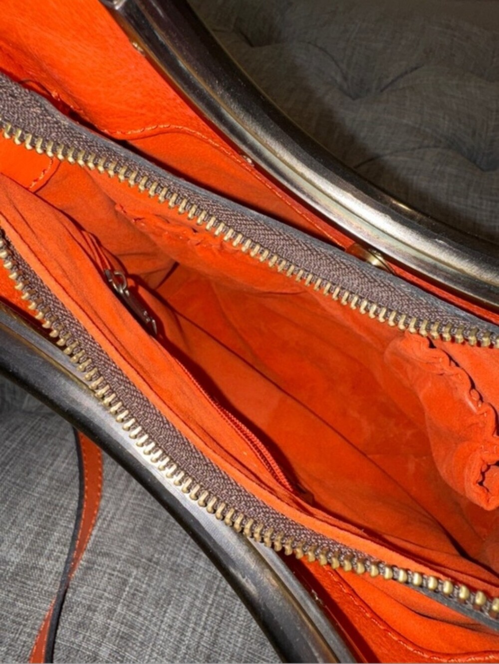 Patricia Nash Bag Aria Double Ring Orange Leather Floral Laser Cut Crossbody - Picture 11 of 16